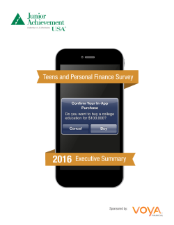 2016 Teens and Personal Finance Survey